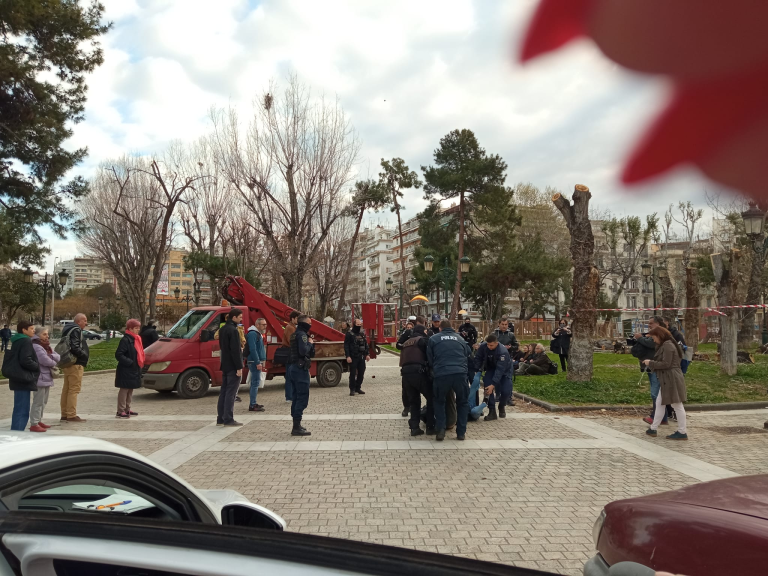 Σε συλλήψεις μετατράπηκαν οι προσαγωγές των 14 διαδηλωτών για διαμαρτυρία κοπής δέντρων